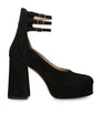 Chloé Black Suede Loti Platform Pumps 80