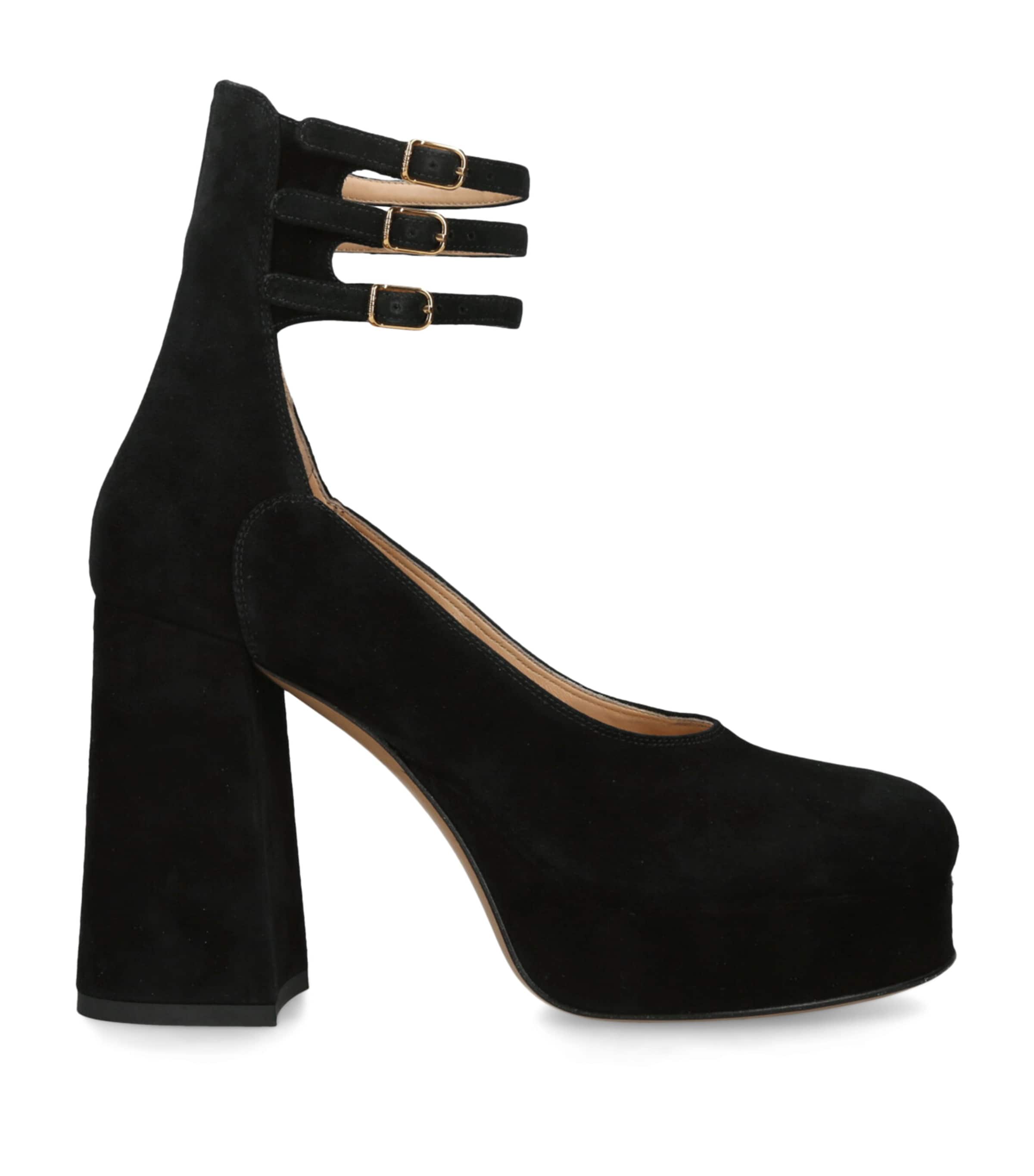 Chloé Black Suede Loti Platform Pumps 80