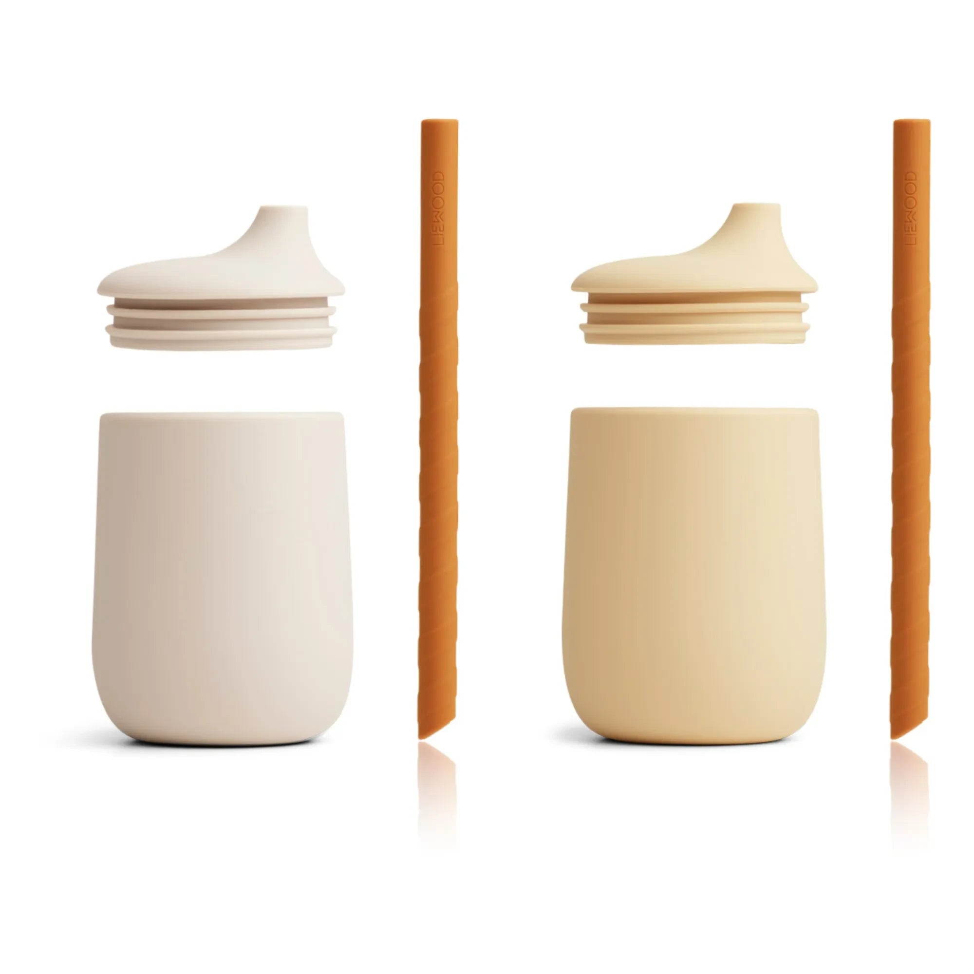 Liewood - Ellis Silicone Cups with Straws - Set of 2 | Sand