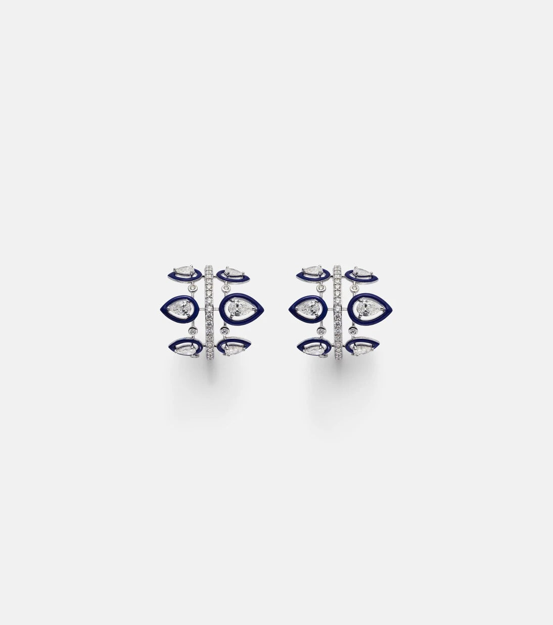 Kamyen - Tulip 18kt white gold earrings with diamonds