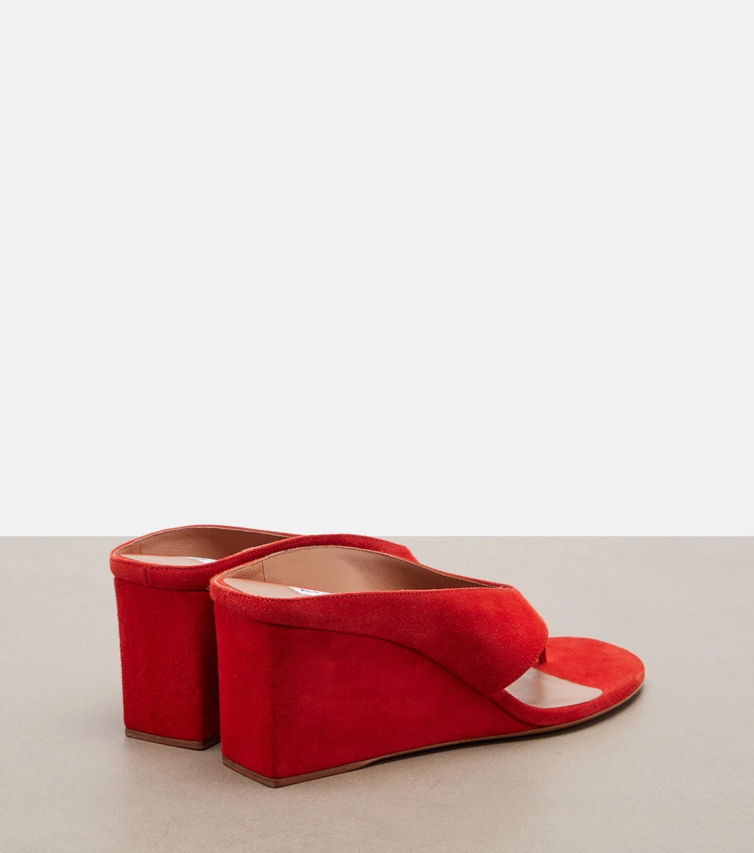 Alaïa - Cube suede wedge thong sandals