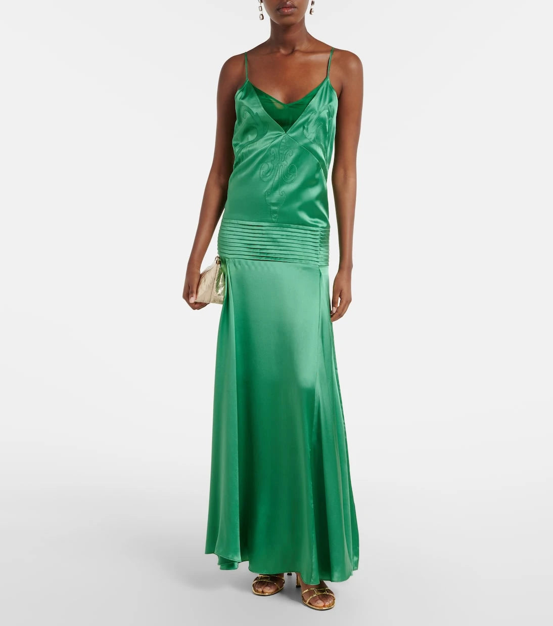 Xu Zhi - Embroidered pleated silk satin gown