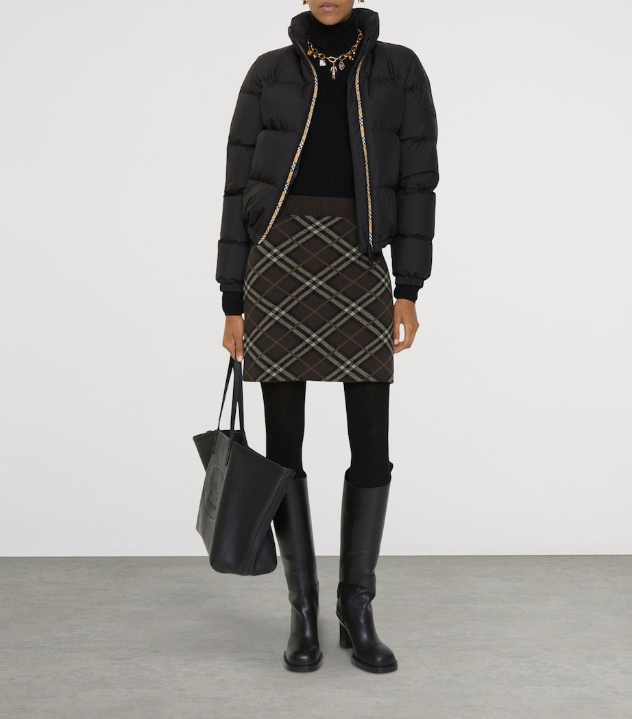 Burberry Brown Wool-Cashmere Check Jacquard Mini Skirt