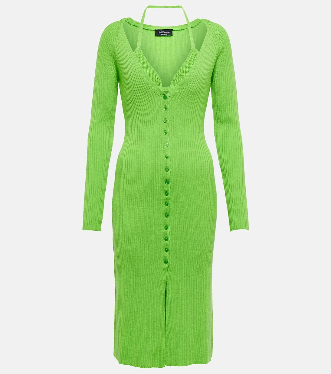 Blumarine - Ribbed-knit wool halterneck midi dress