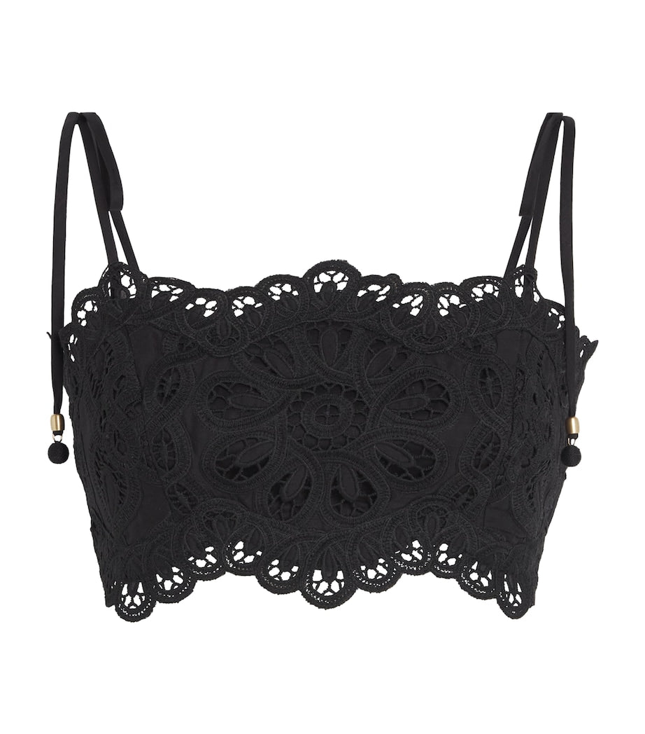 Cotton Rhiannon Embroidered Crop Top BLK/BLACK