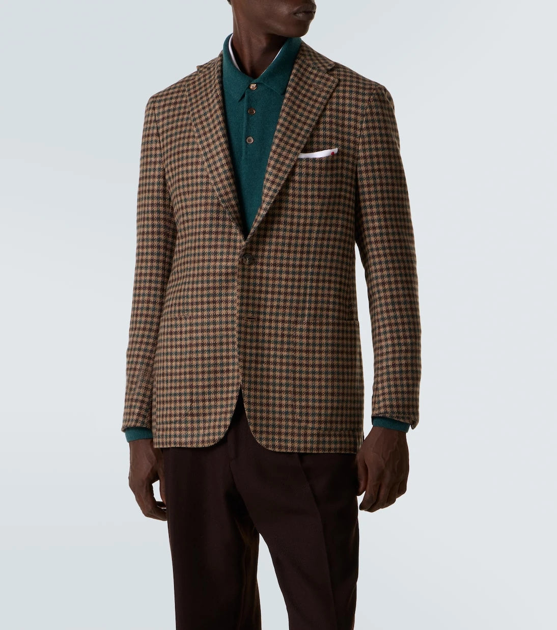 Kiton - بليزر صوف وحرير وكتان كاروهات