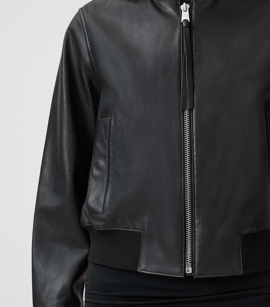 Black Leather Orten Bomber Jacket