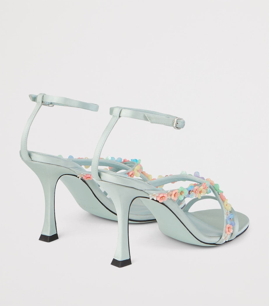 Turquoise Blanche 90 Satin Heeled Sandals