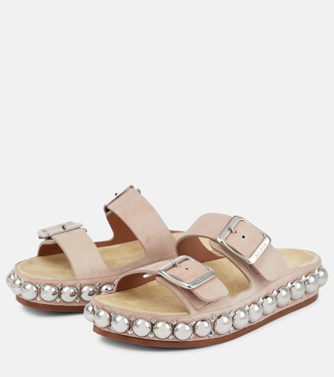 Alaïa - Bombe embellished suede slides