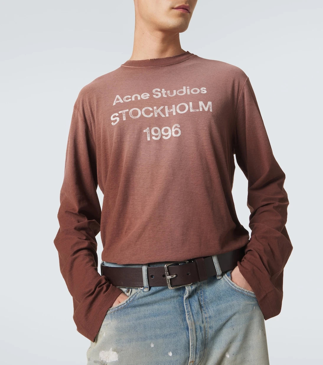 Acne Studios - تي شيرت من القطن والقنب بشعار العلامة