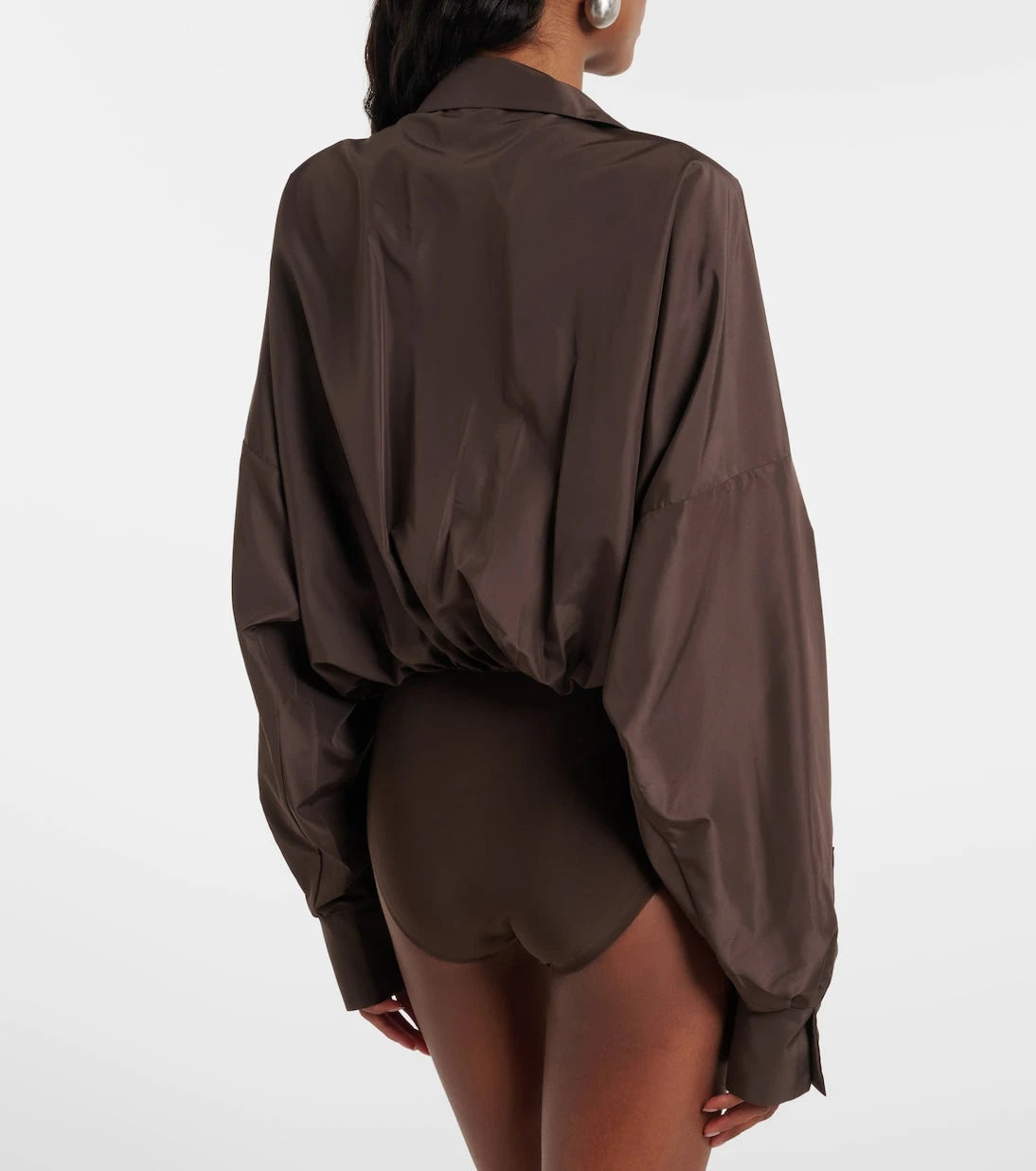 Norma Kamali - Oversized satin bodysuit
