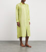 Green Silk-Linen Phoebe Midi Shirt Dress