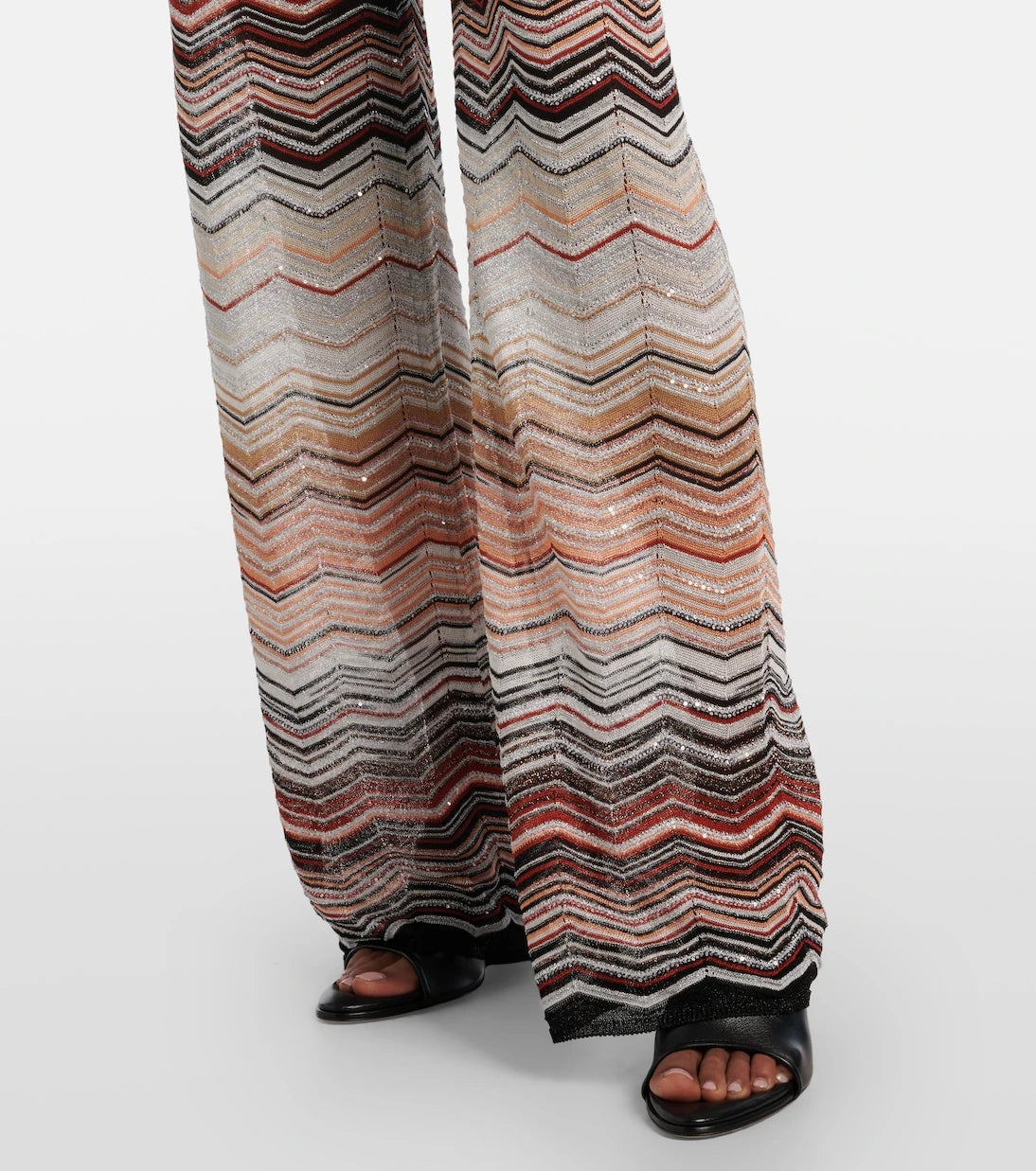 Missoni - بنطال واسع الساقين بنسيج لاميه مخطط متعرج