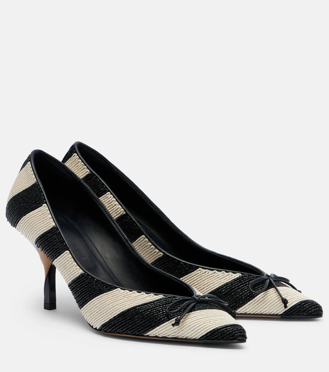 Jacquemus - Tourni striped raffia-effect pumps