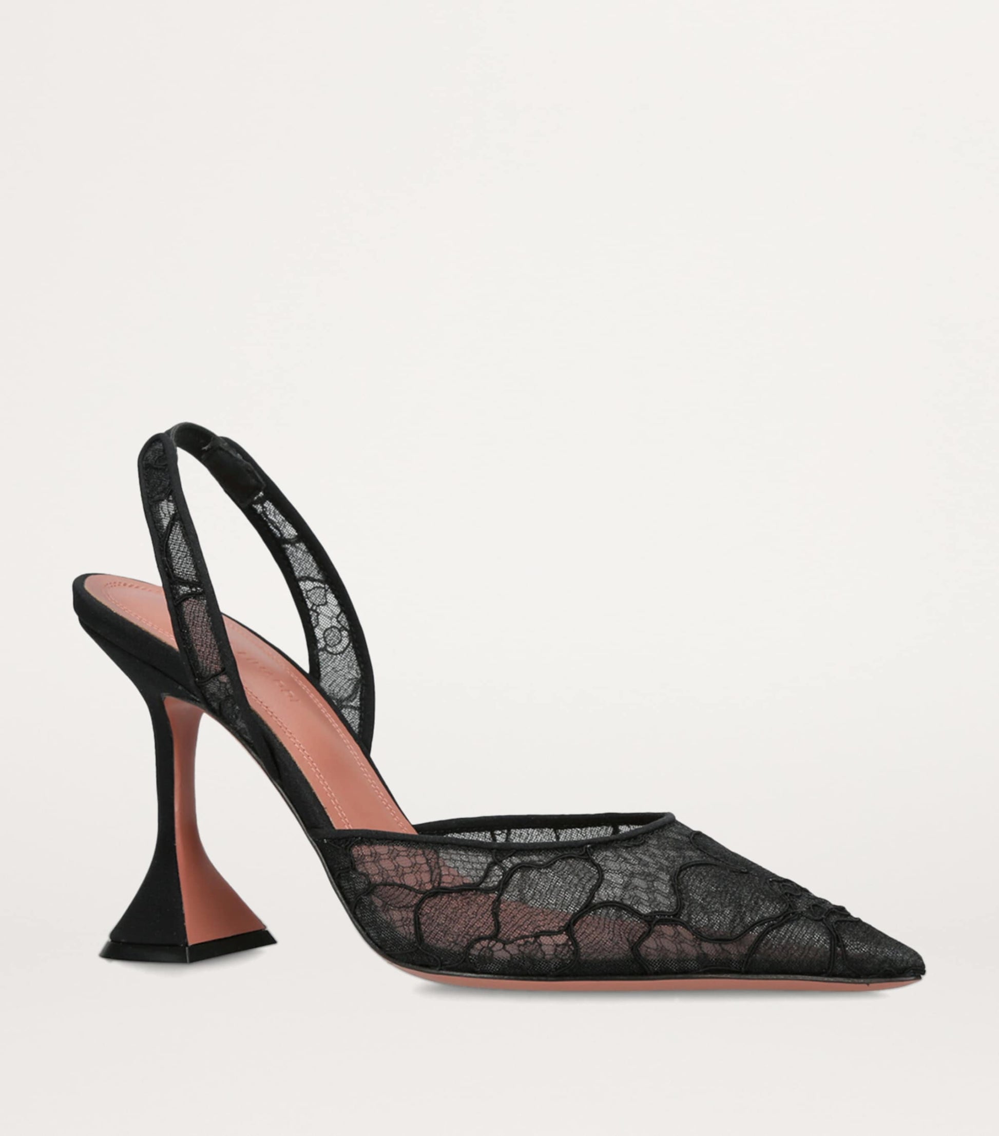 Amina Muaddi Black Lace Holli Slingback Heels 95