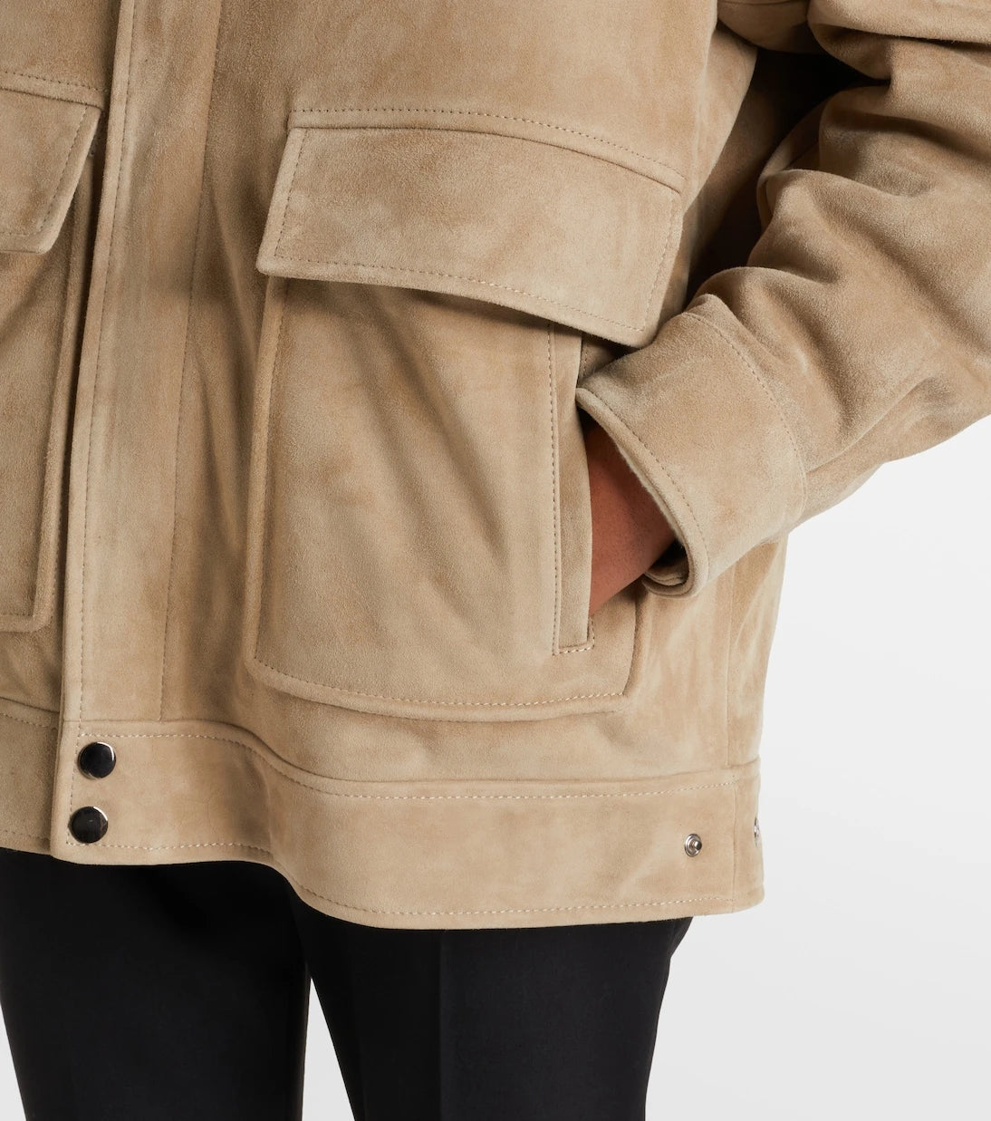 Nour Hammour - Drey shearling-trimmed suede jacket