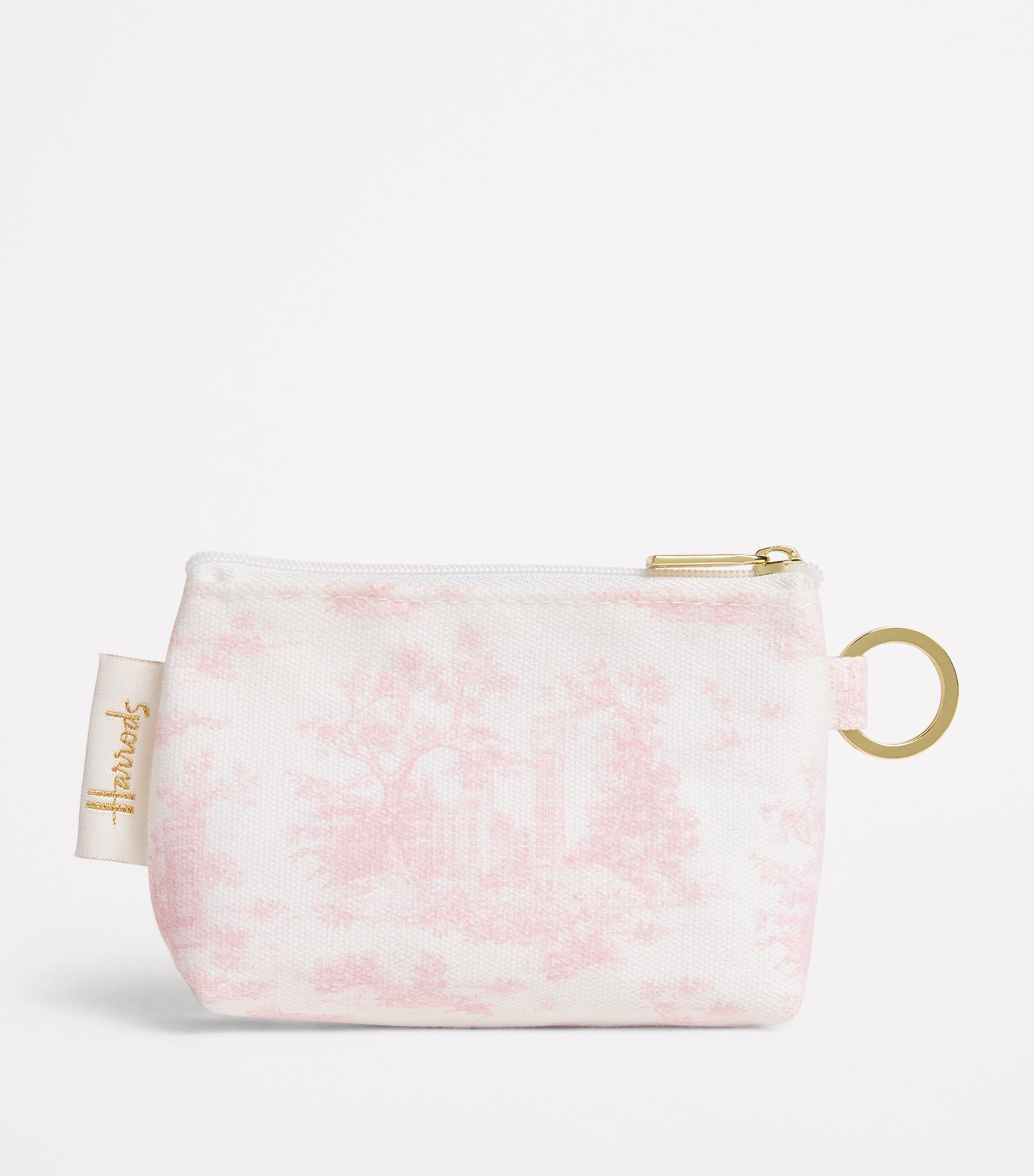 Pink Cotton Toile Keyring Coin Purse