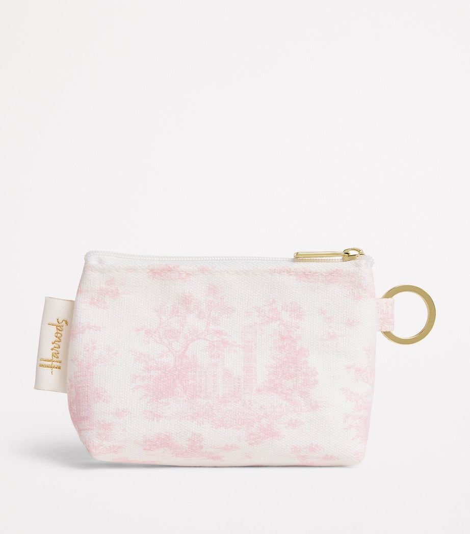 Pink Cotton Toile Keyring Coin Purse
