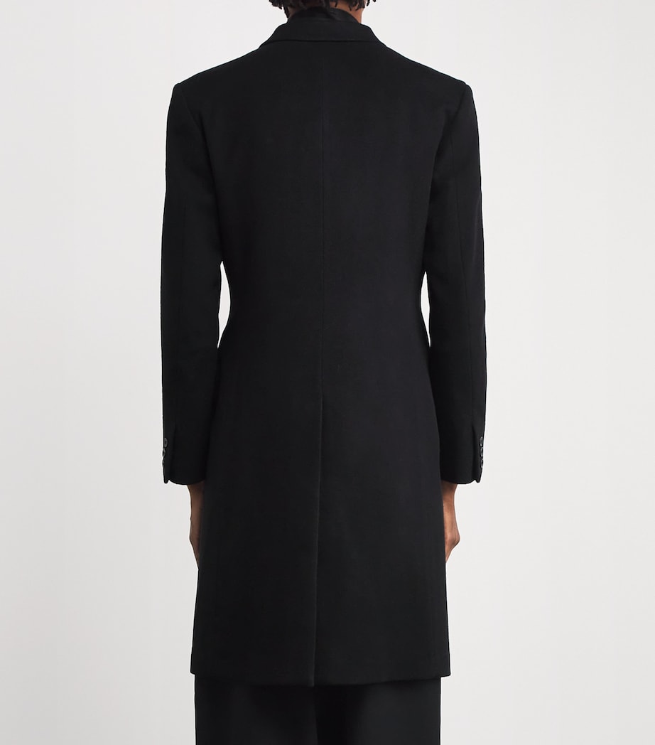 Yohji Yamamoto Black Wool-Cashmere Overcoat