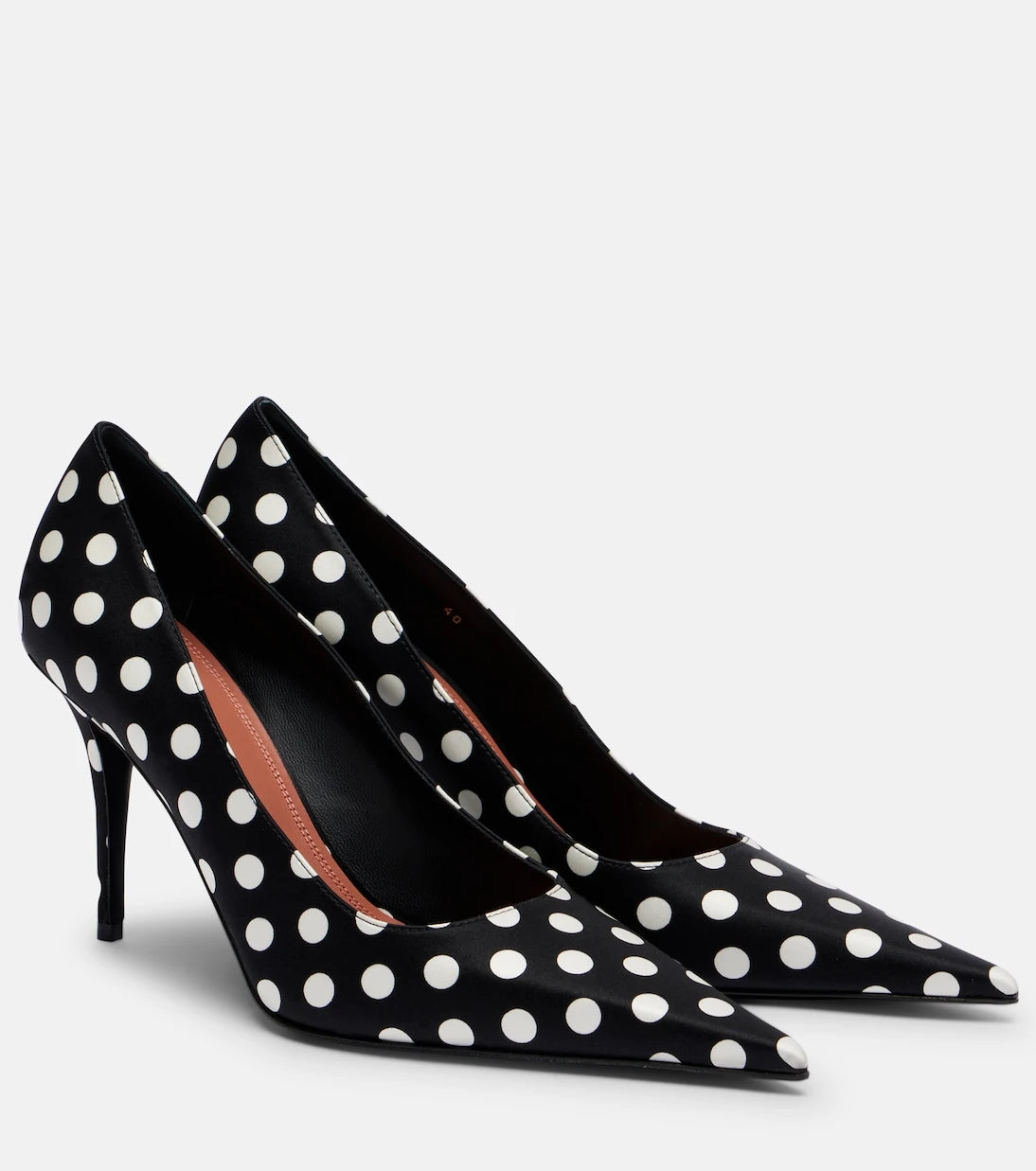 Amina Muaddi - Barbara 90 polka-dot satin pumps