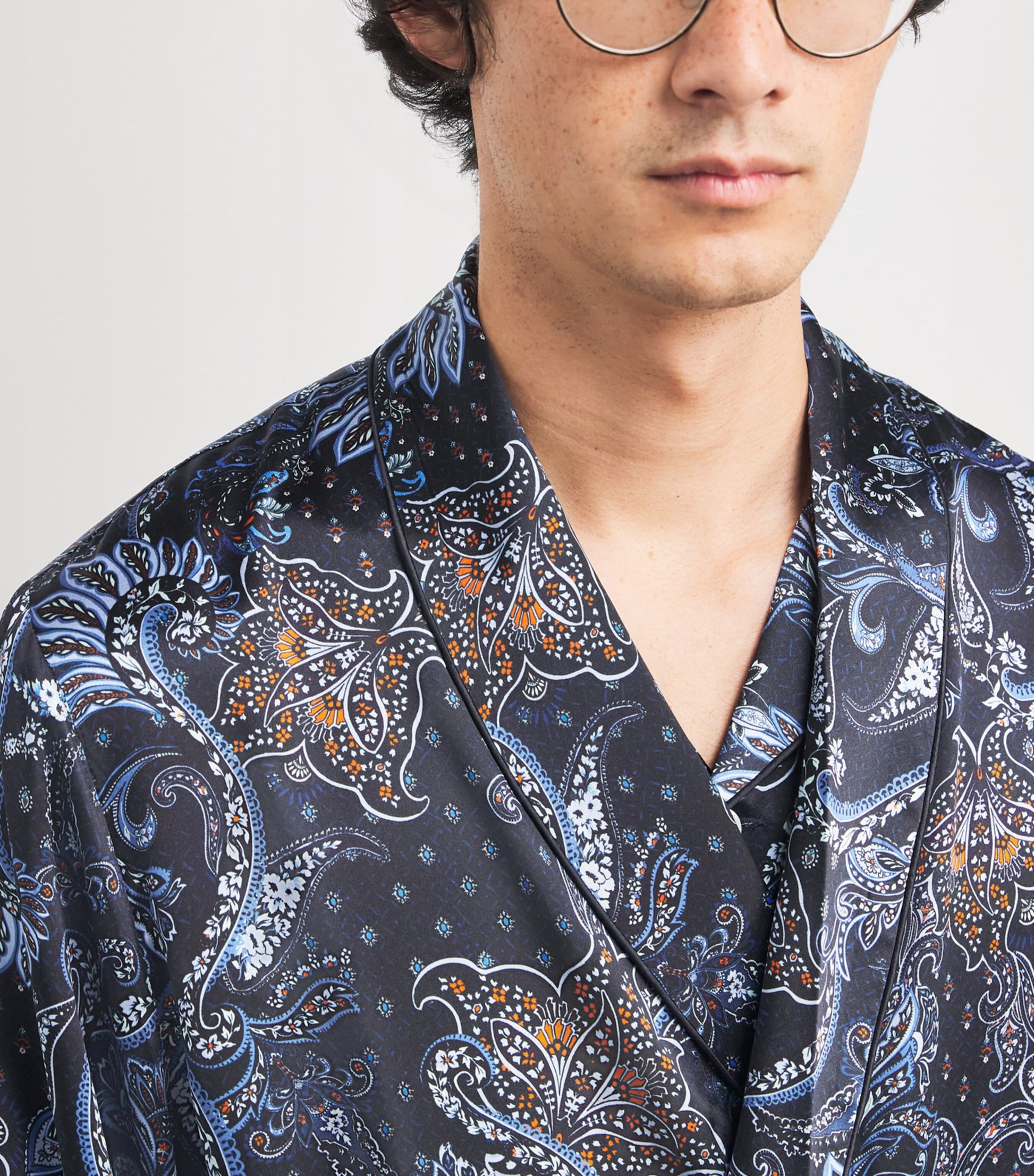 Silk Paisley Print Night Robe