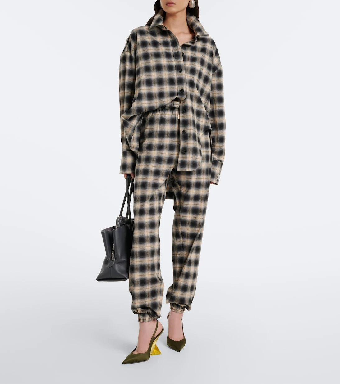 The Attico - Checked asymmetric cotton shirt