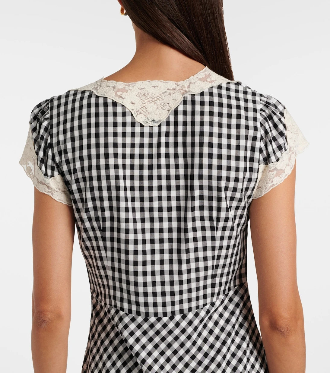 Rixo - Amari lace-trimmed checked midi dress