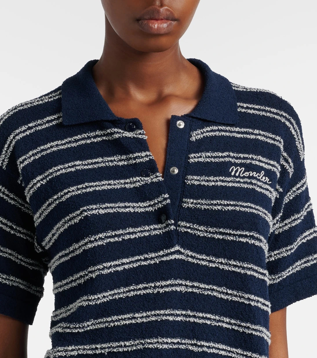 Moncler - Logo striped cotton-blend polo sweater