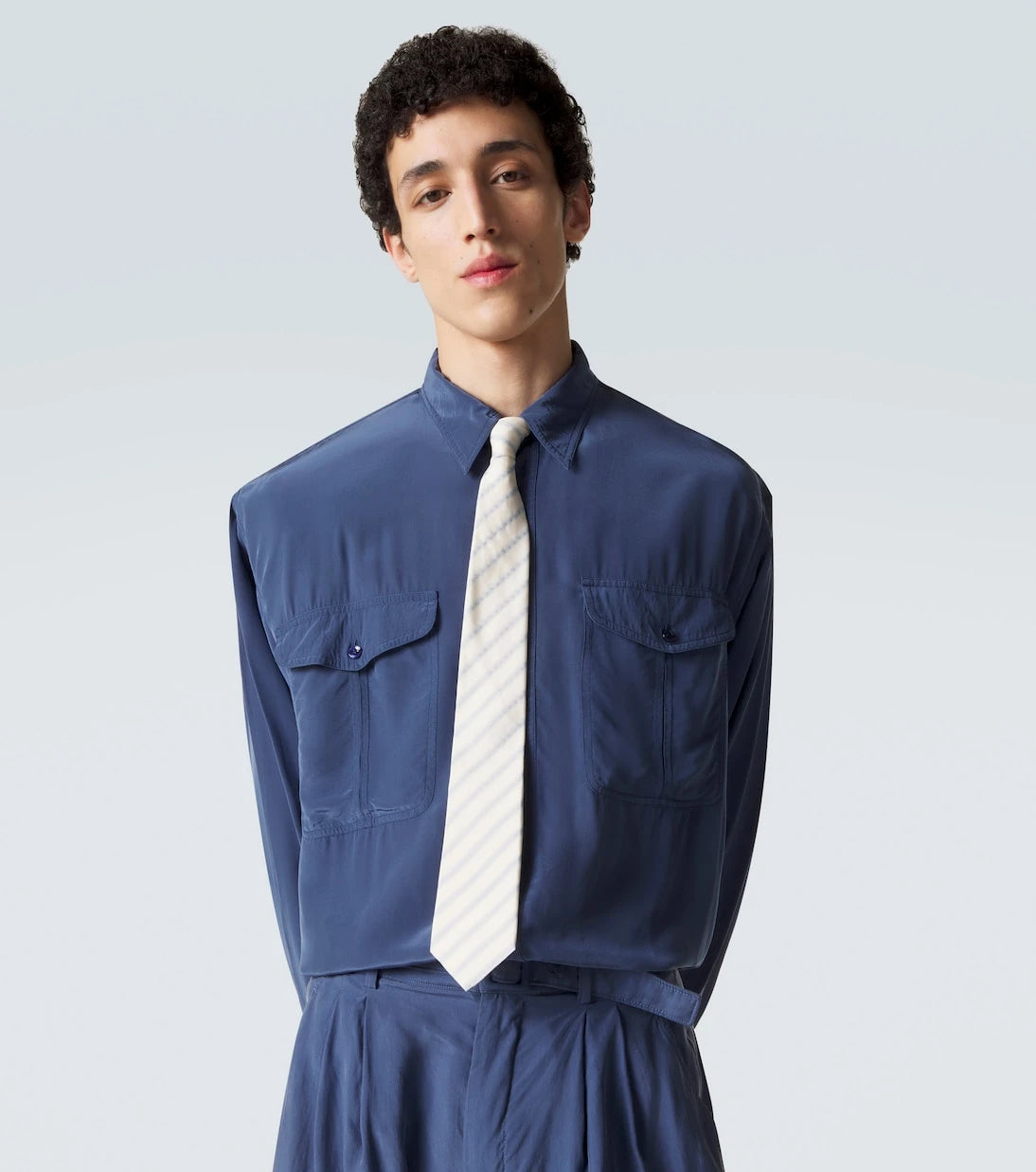 Saint Laurent - Çizgili ipek kravat