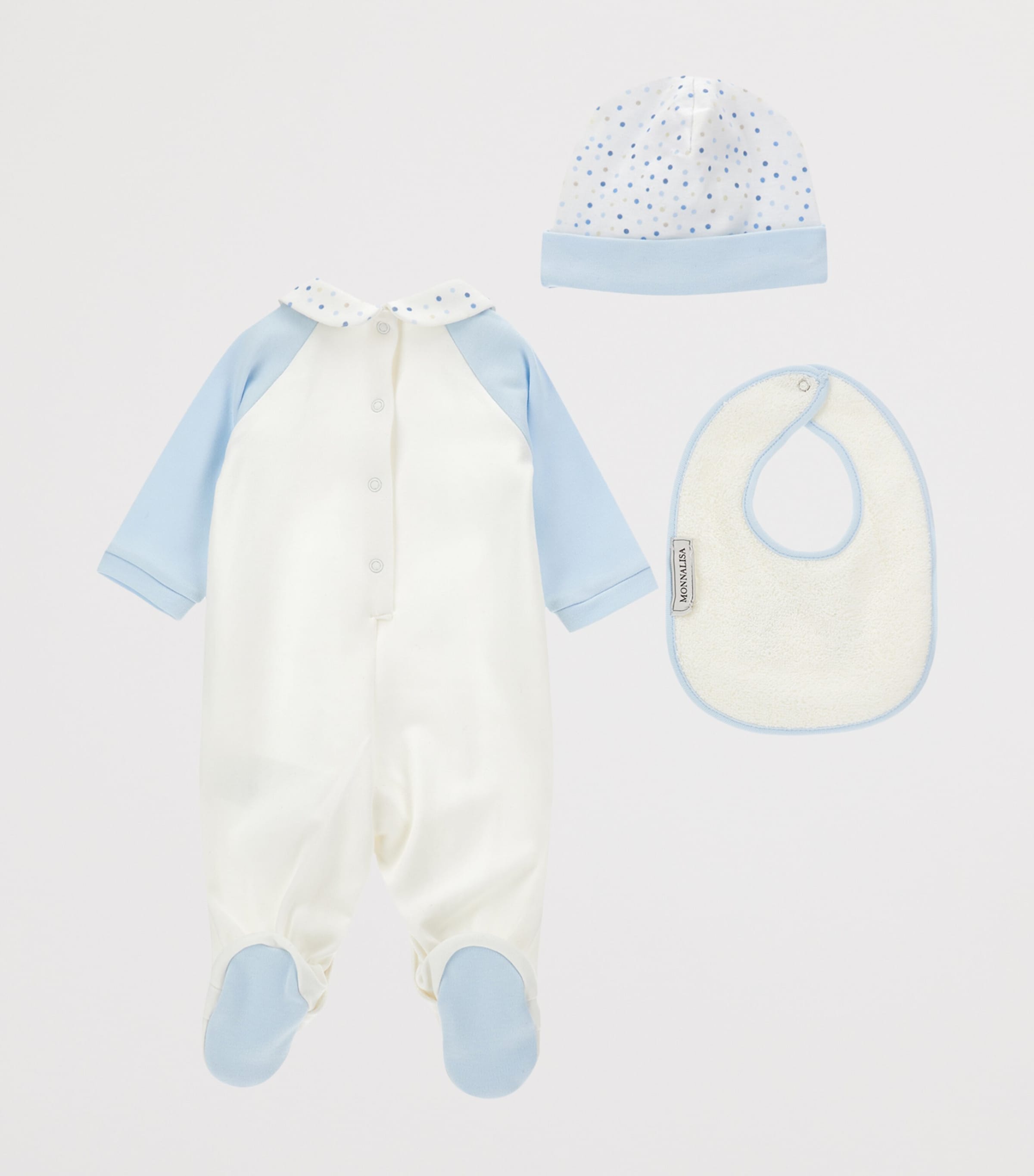 Cotton All-In-One, Hat and Bib Set (1-9 Months)