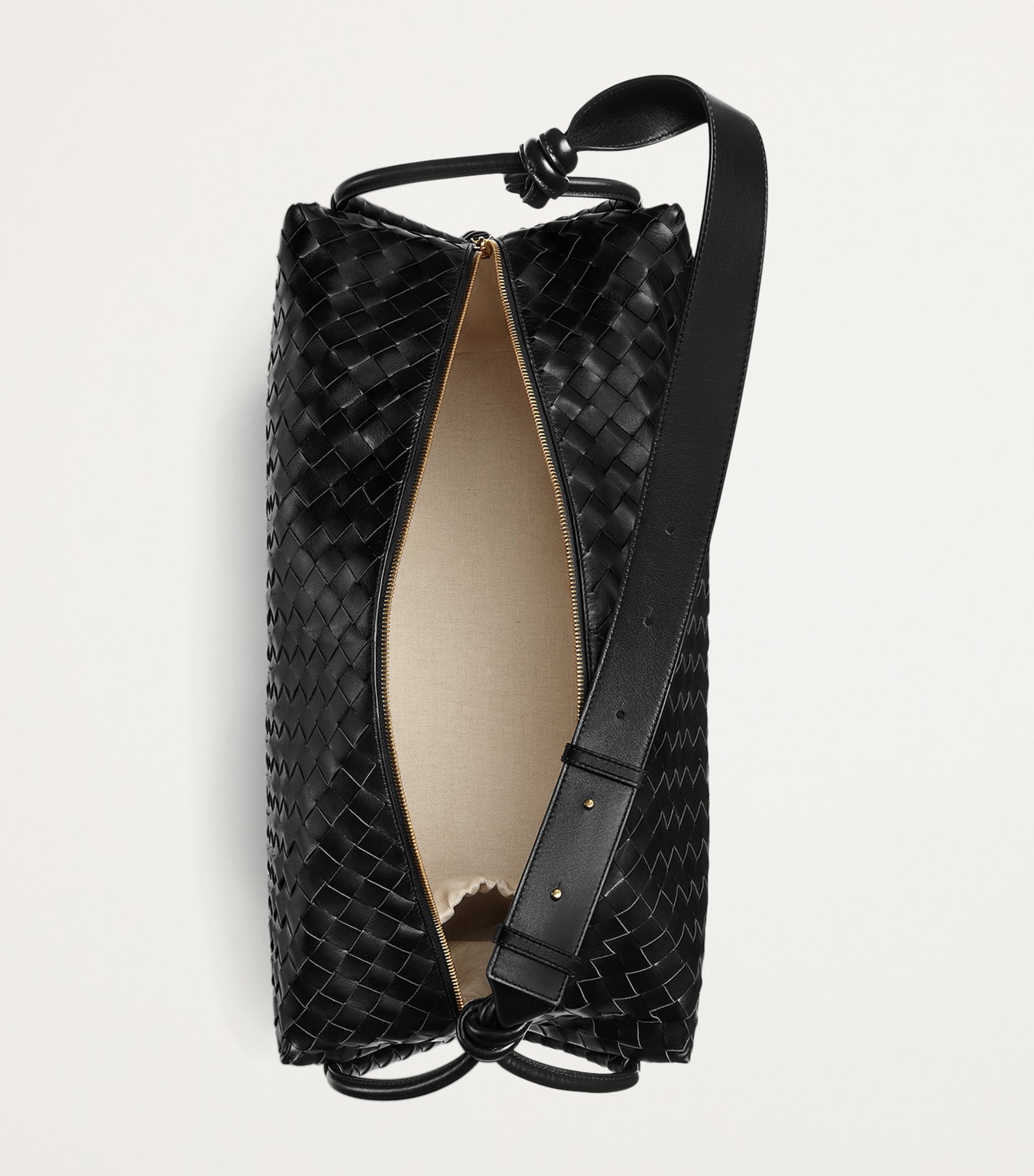 Bottega Veneta Black Large Leather Loop Weekender Bag