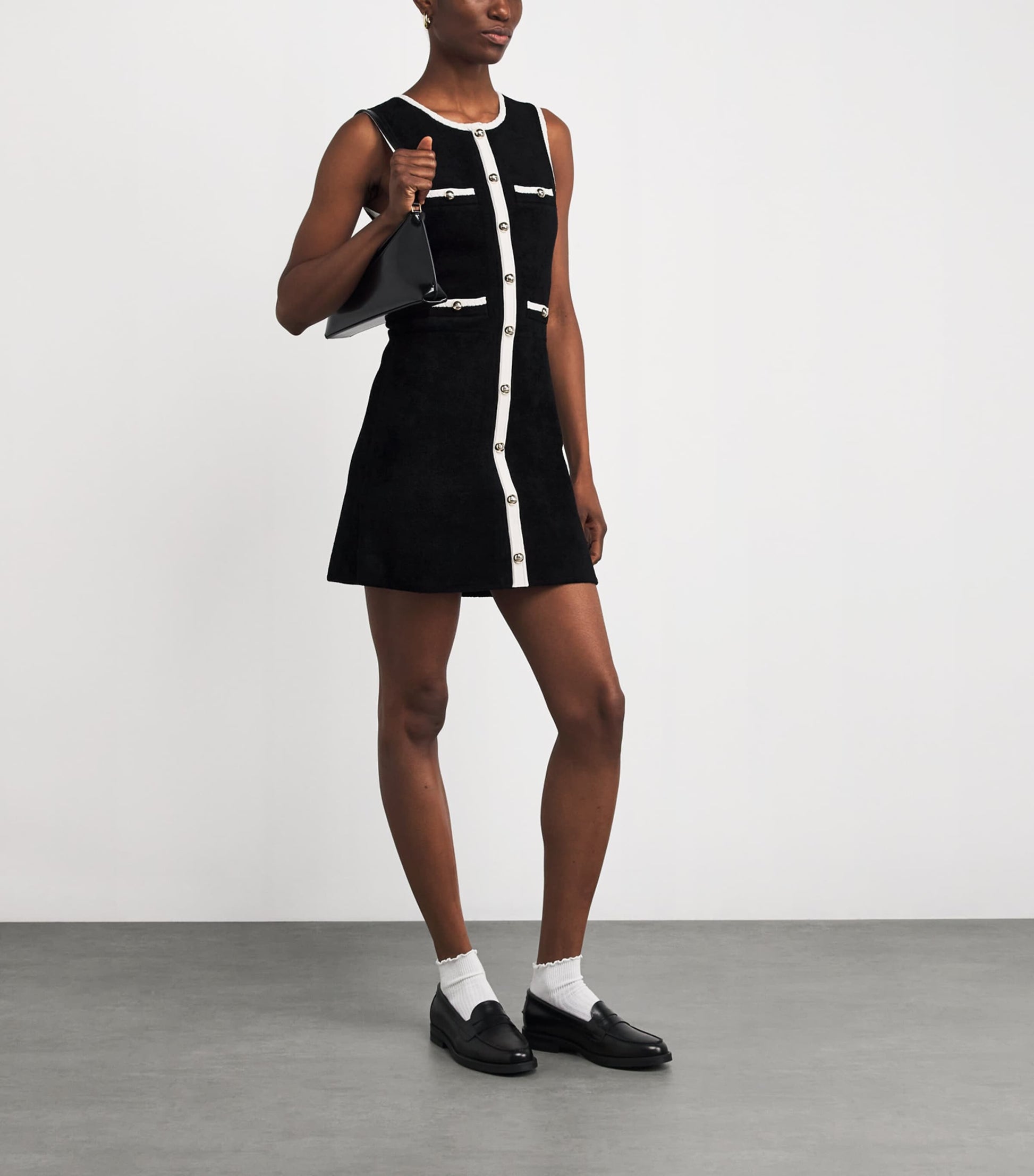 Sandro Paris Black Velvet Knit Mini Dress