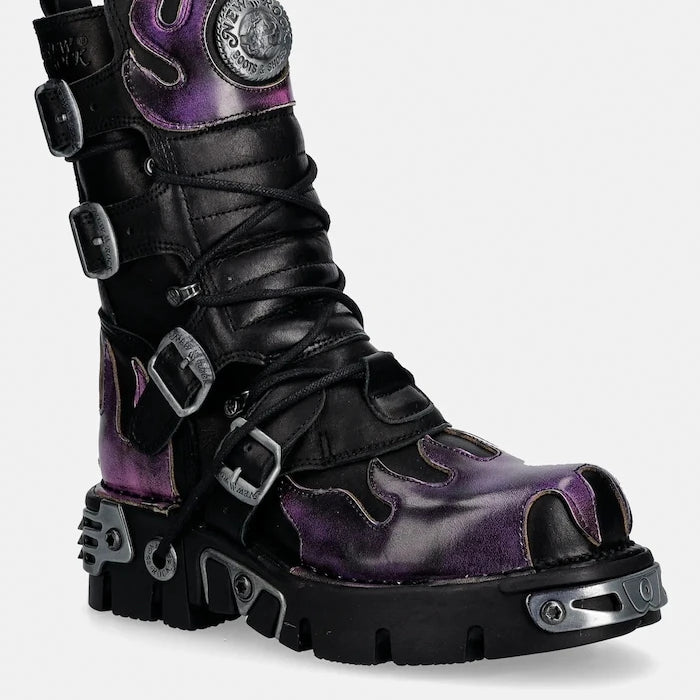 New Rock ITALI NEGRO, PULIK FUEGO LILA, REACTOR NEGRO Deri Bot