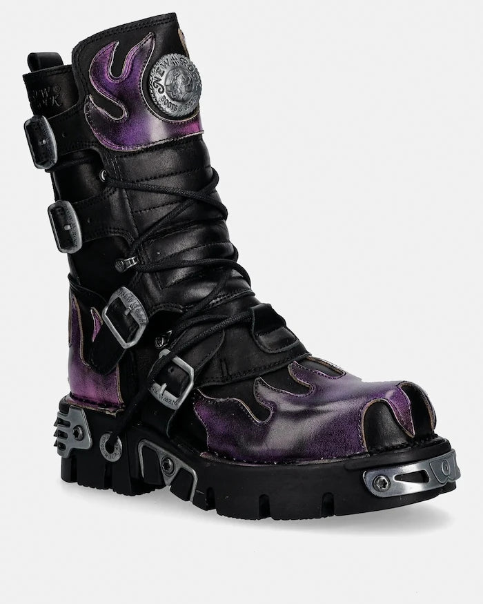 New Rock ITALI NEGRO, PULIK FUEGO LILA, REACTOR NEGRO Deri Bot