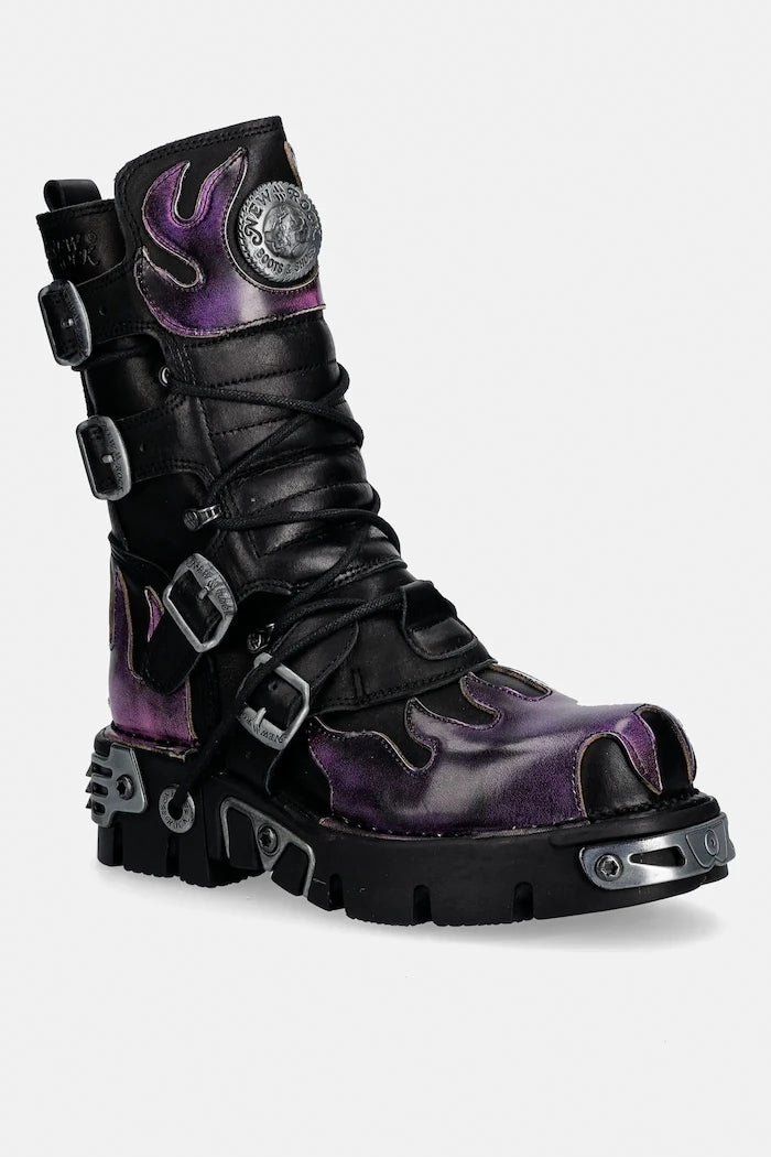 New Rock ITALI NEGRO, PULIK FUEGO LILA, REACTOR NEGRO Deri Bot
