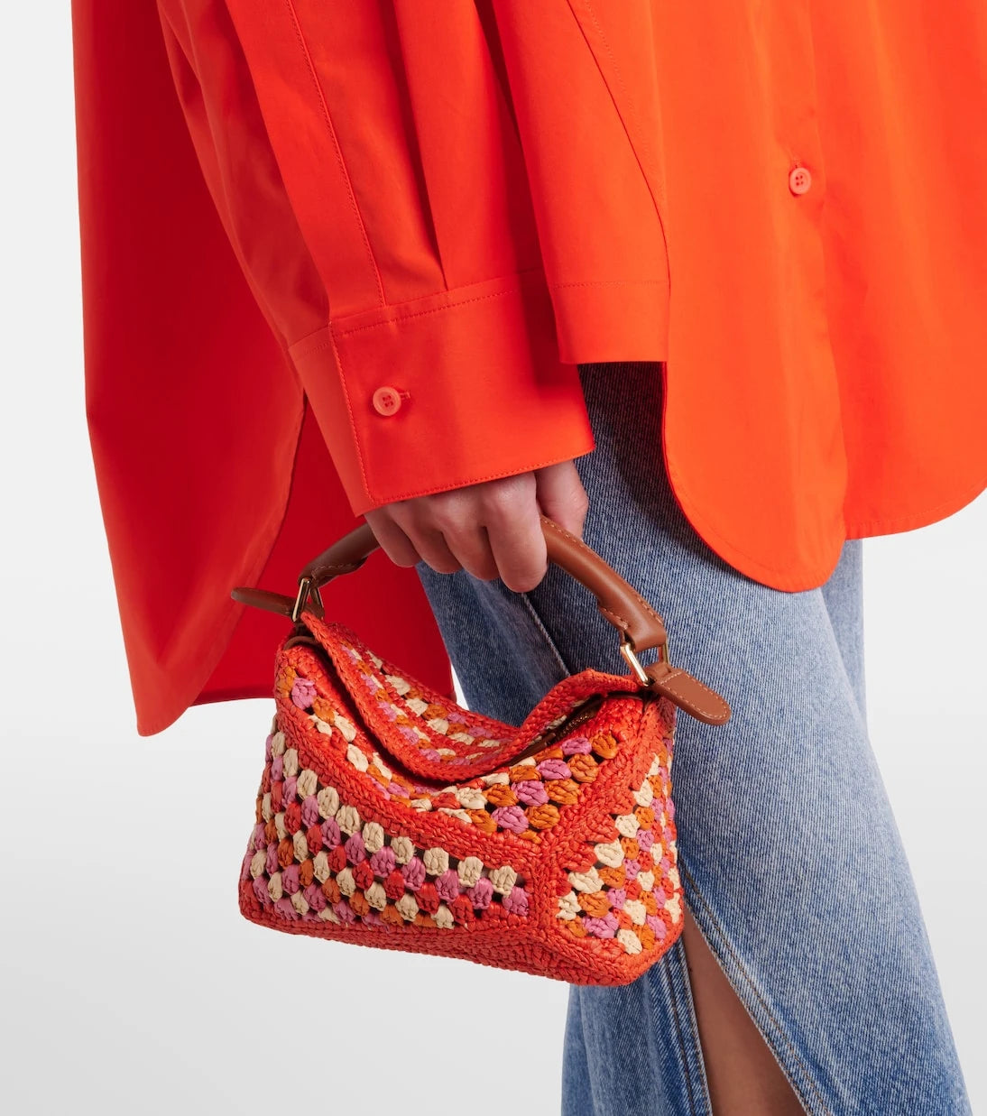 Loewe - Paula's Ibiza Puzzle Mini raffia top-handle bag