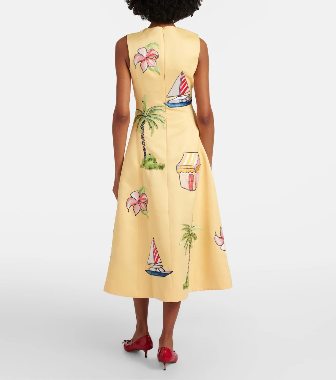 Leo Lin - Beaded patch-appliqué midi dress