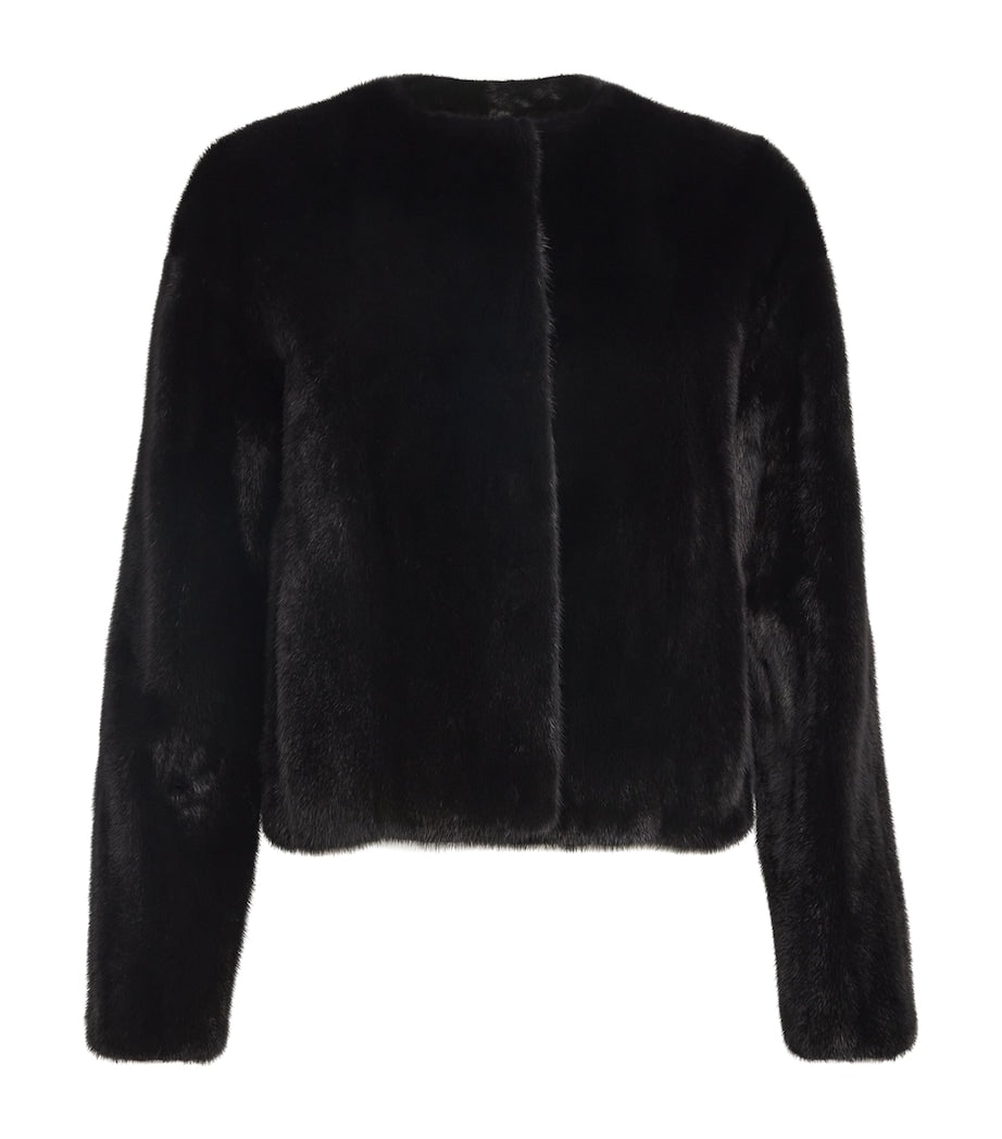 Yves Salomon Black Long-Haired Mink Jacket