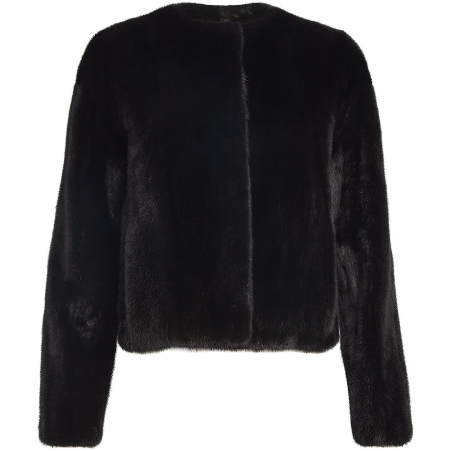 Yves Salomon Black Long-Haired Mink Jacket
