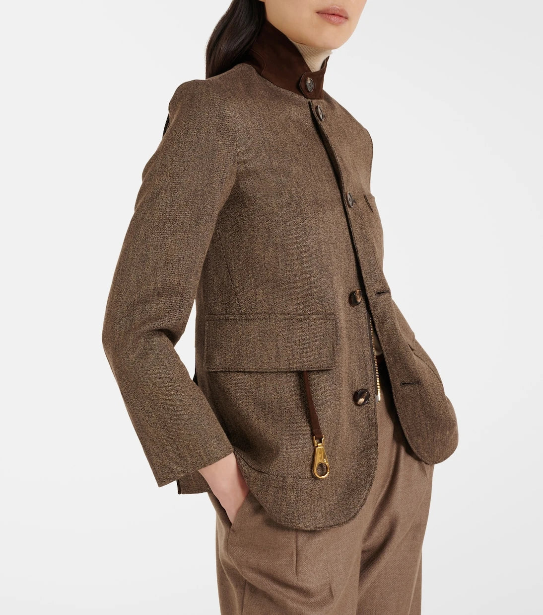 Loro Piana - Suede-trimmed linen jacket