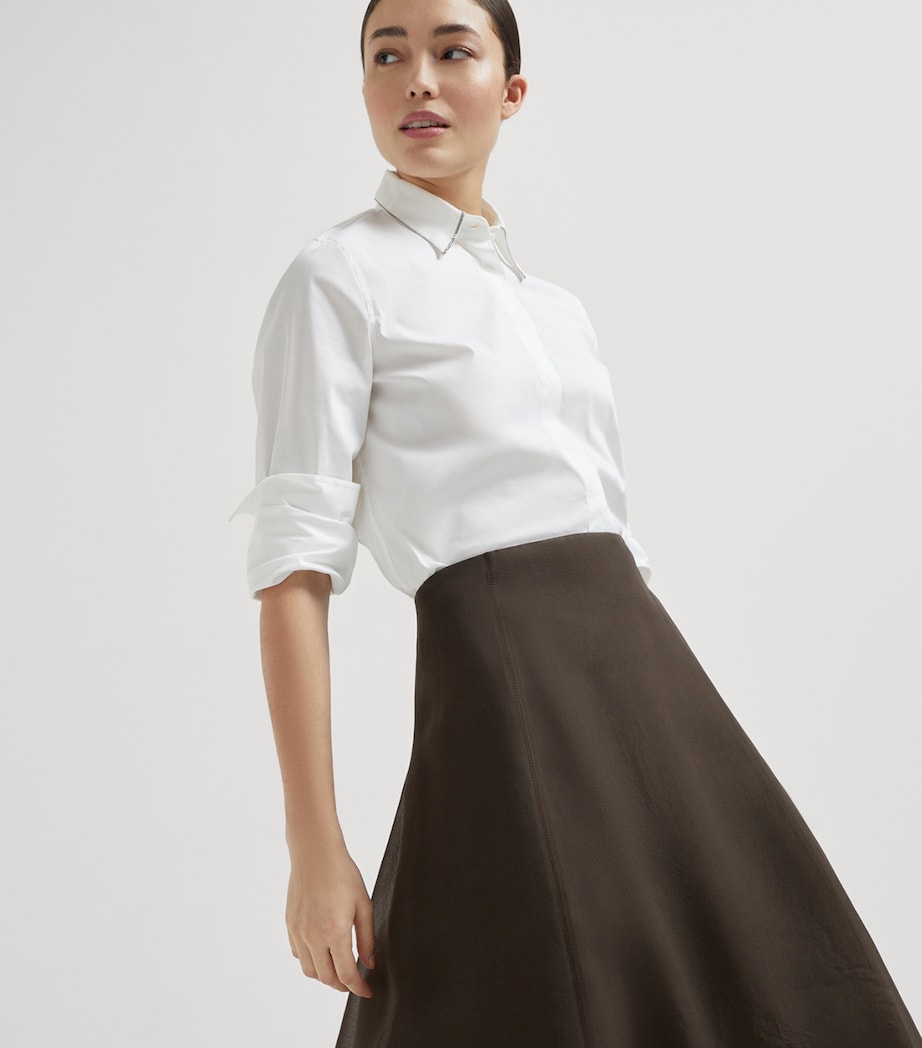 Brunello Cucinelli Brown Silk Circle Skirt