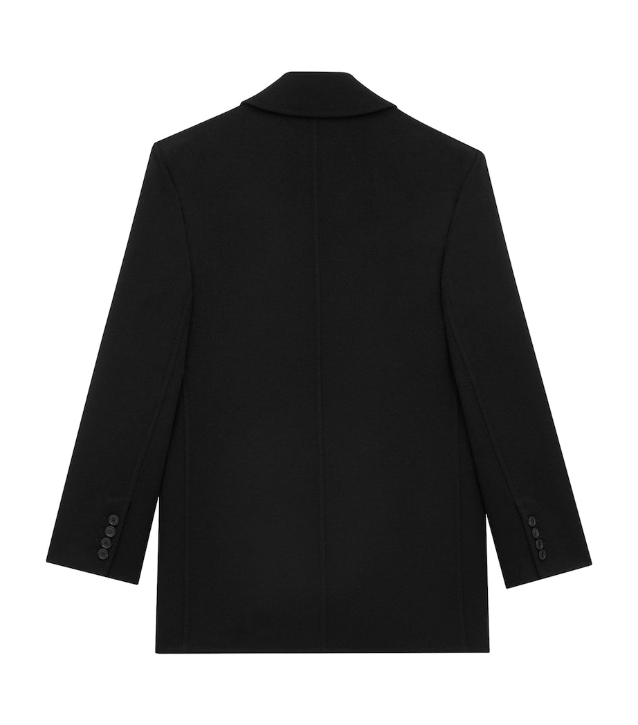 Saint Laurent Black Wool Double-Breasted Peacoat