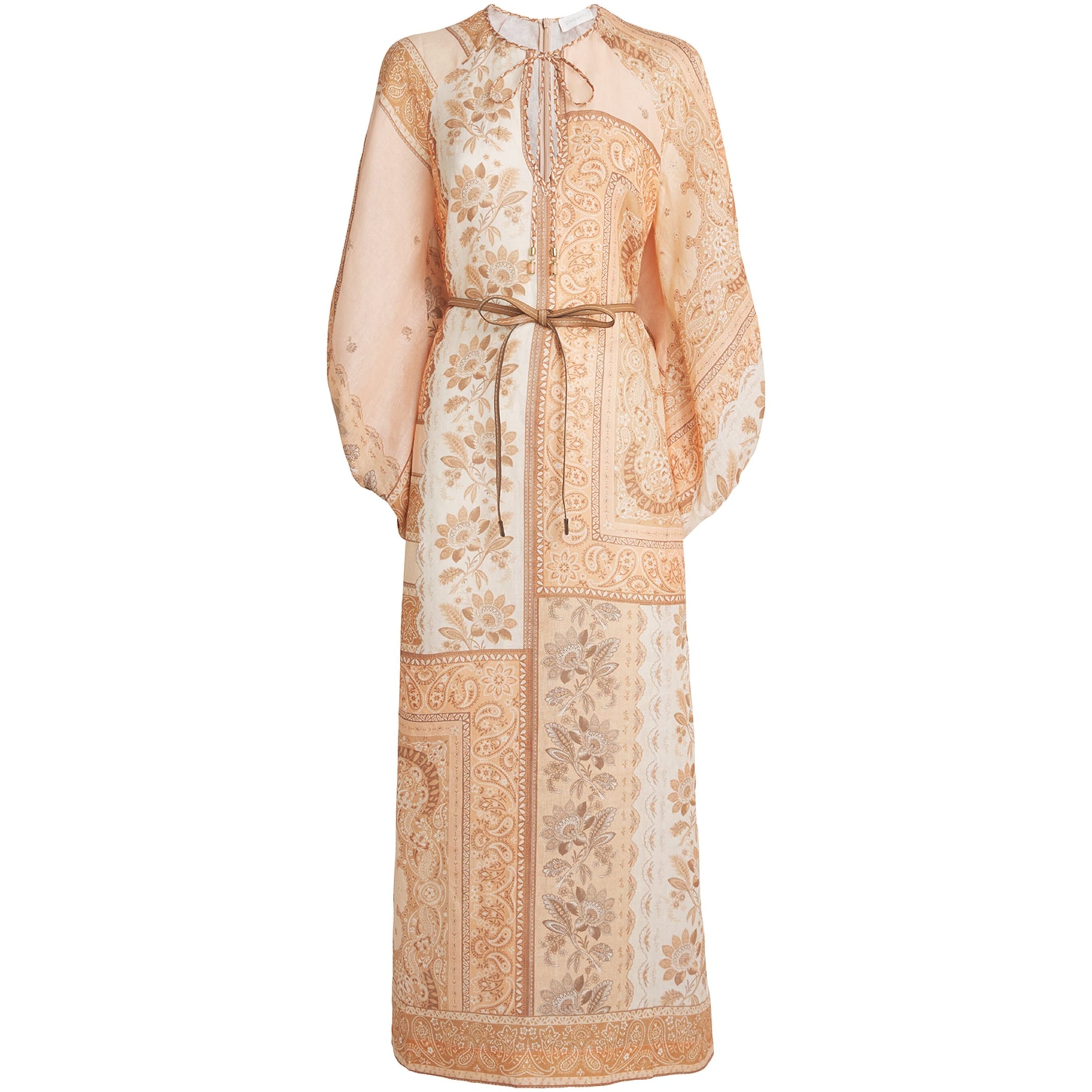 Linen Bandana Tunic Midi Dress PEBA/PEACH BANDANA