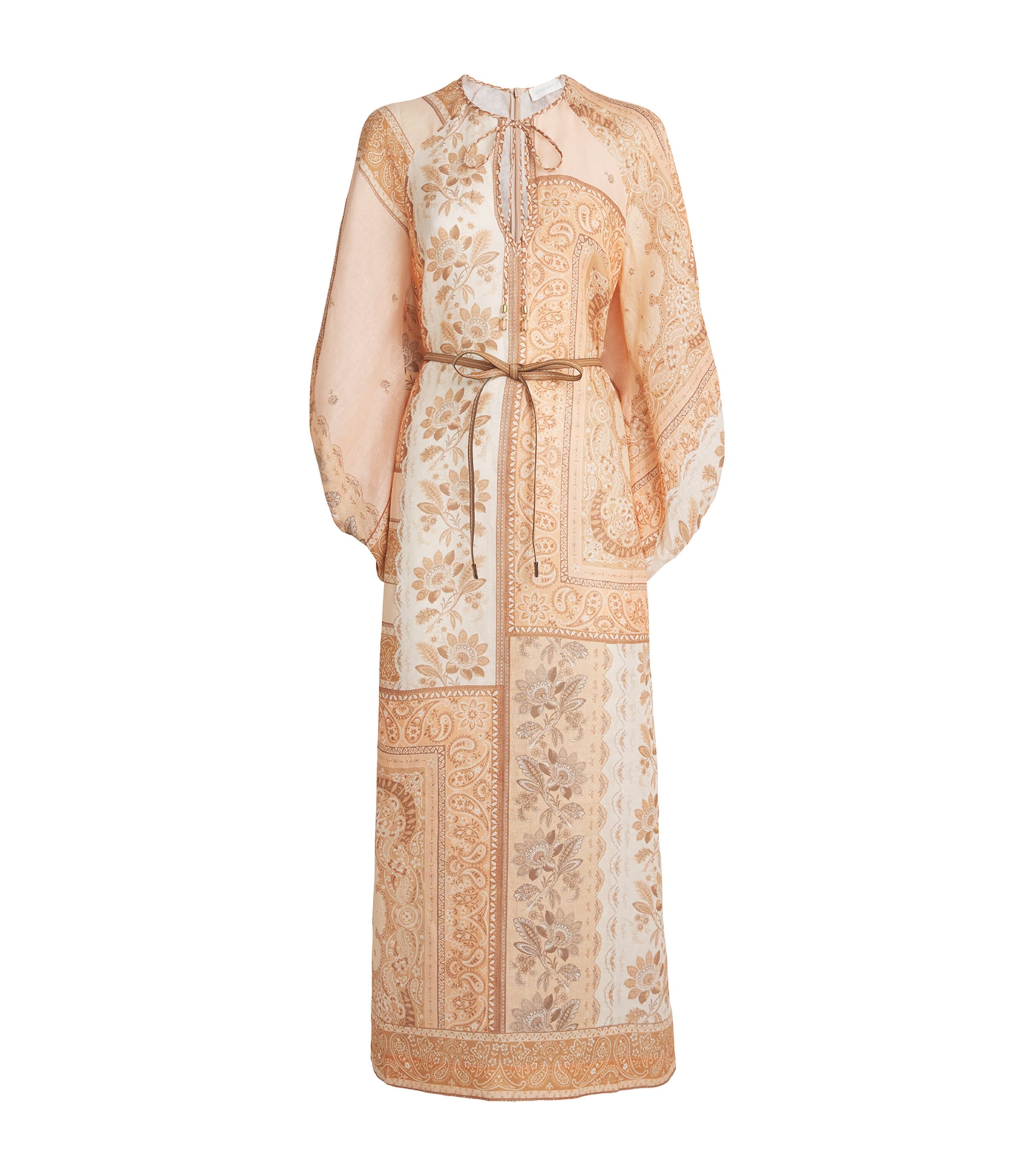 Linen Bandana Tunic Midi Dress PEBA/PEACH BANDANA