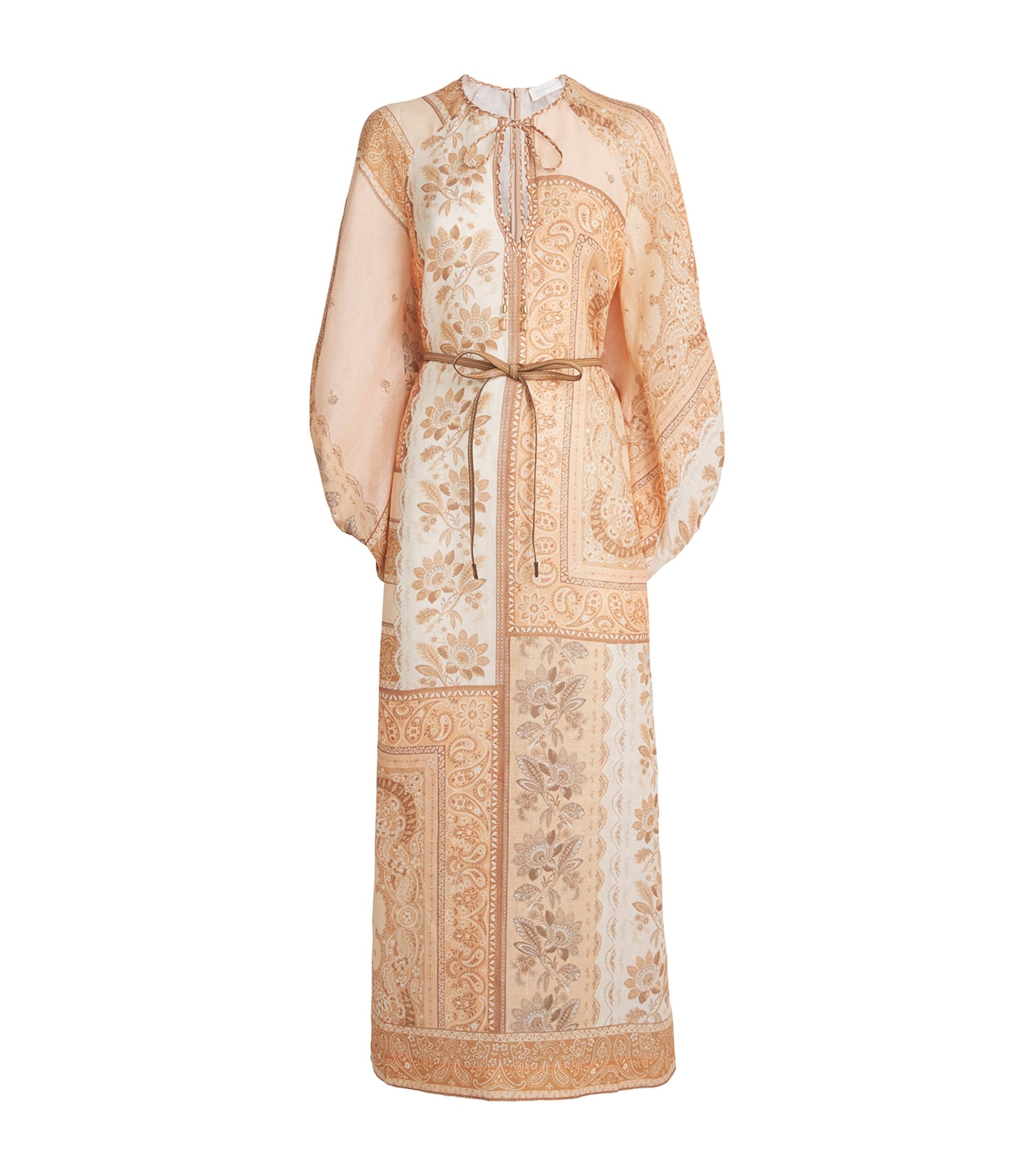 Linen Bandana Tunic Midi Dress PEBA/PEACH BANDANA