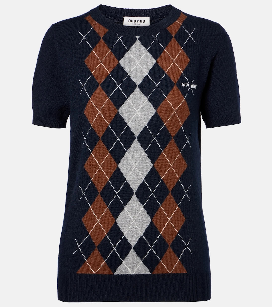 Miu Miu - Argyle knitted cashmere top