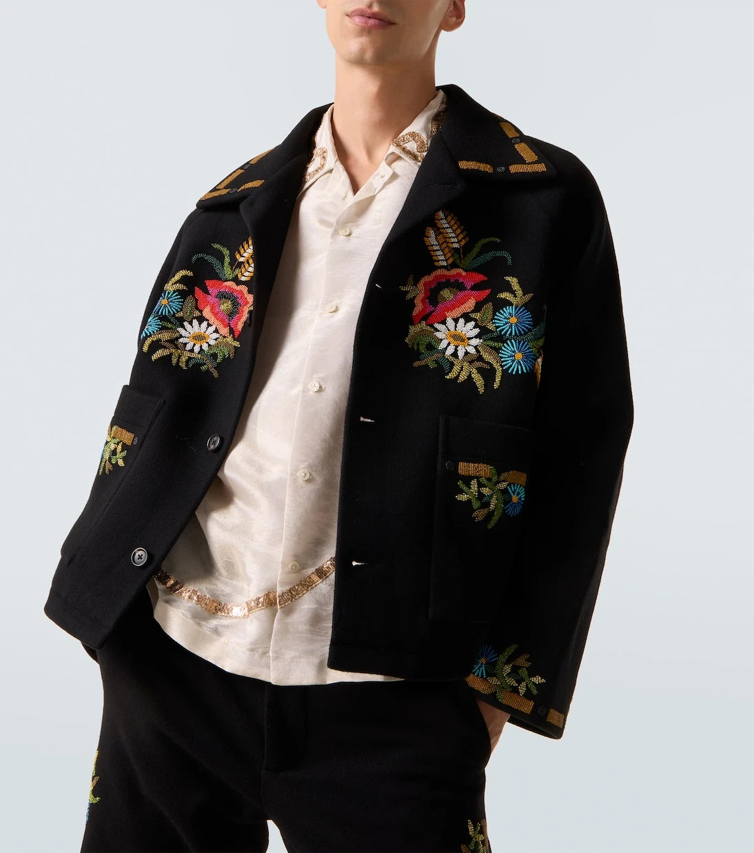 Bode - Beaded Aquitaine embellished wool jacket