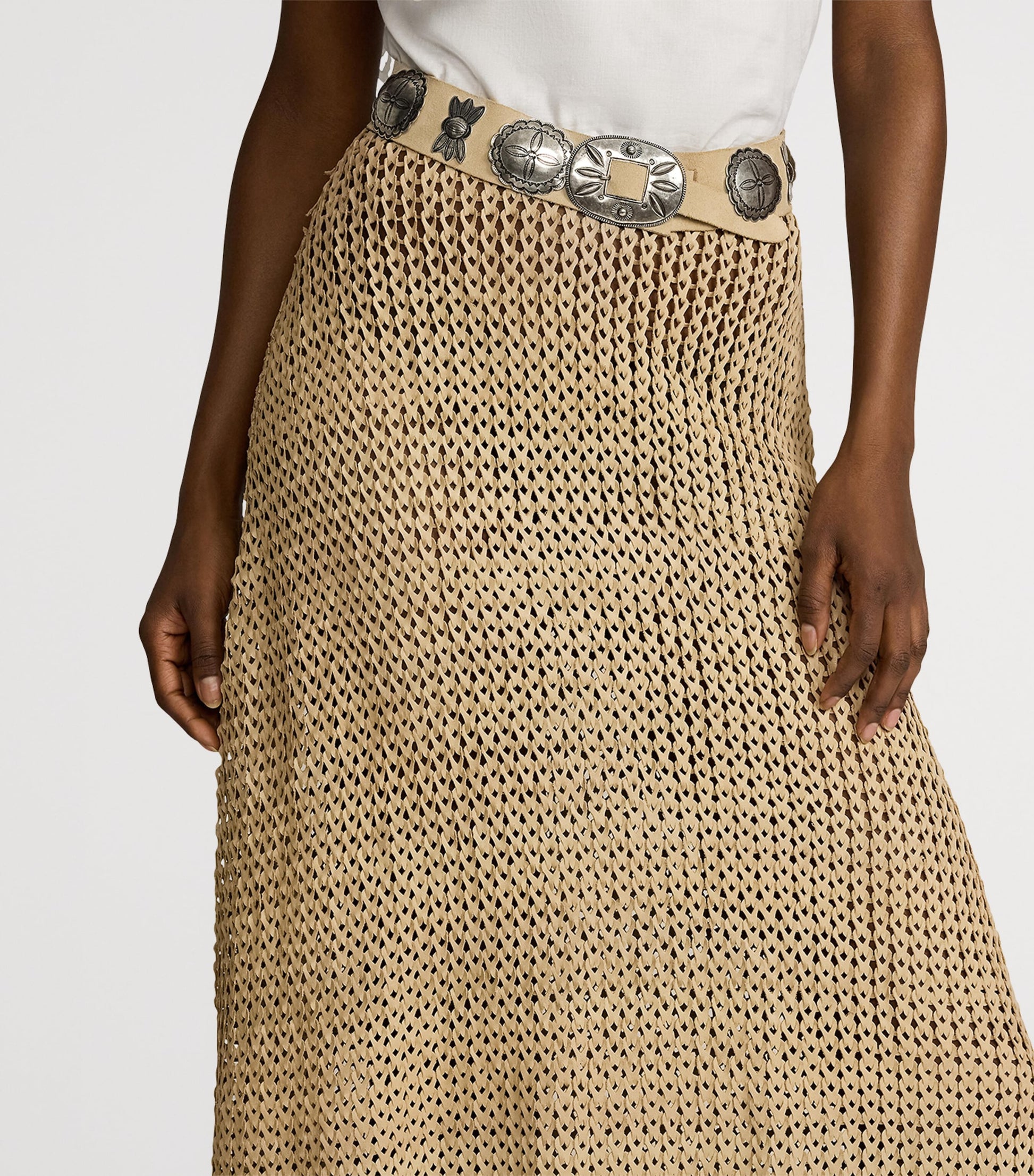 Beige Suede Concho Belt