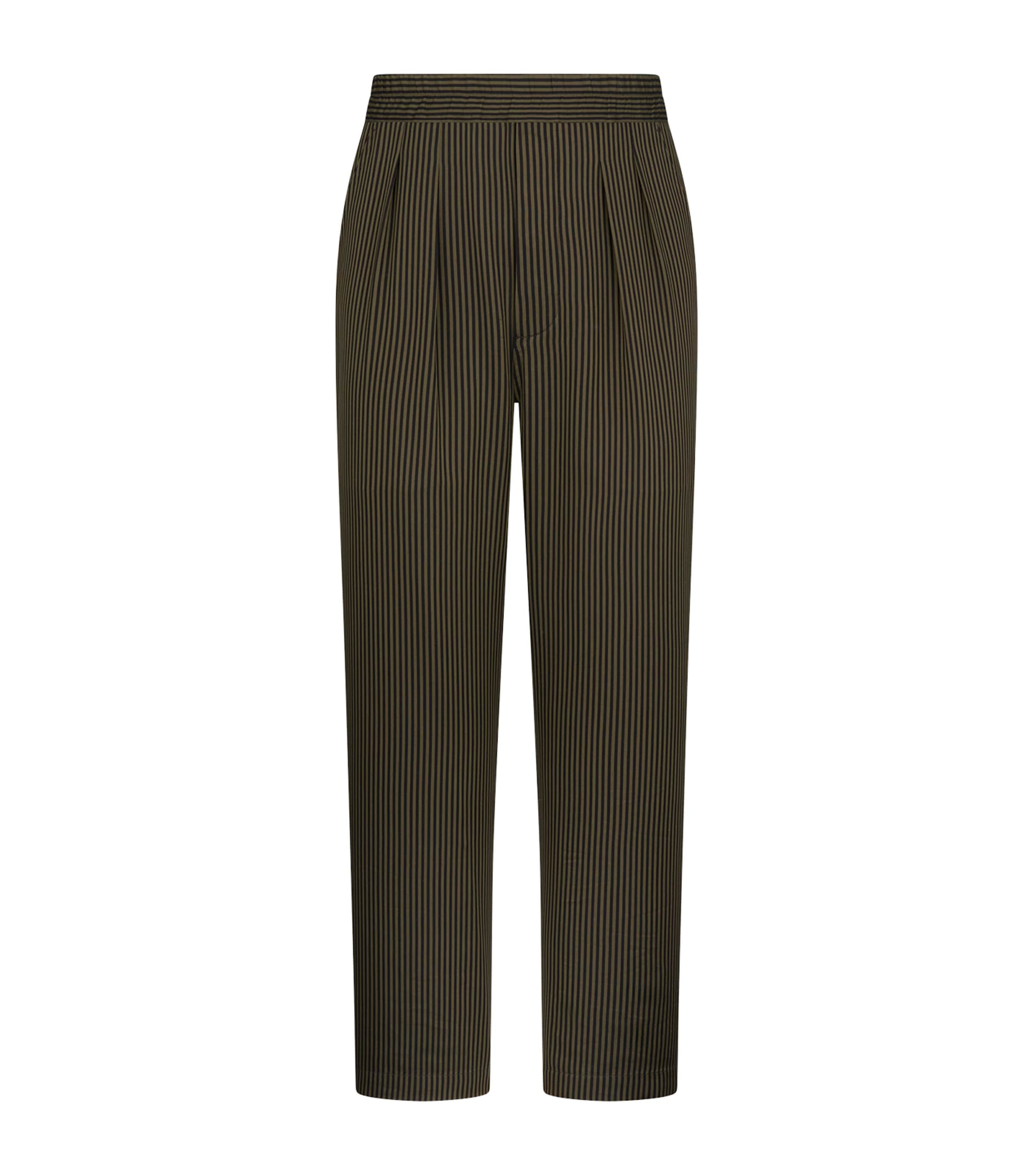 Cotton-Silk Stripe Tailored Trousers
