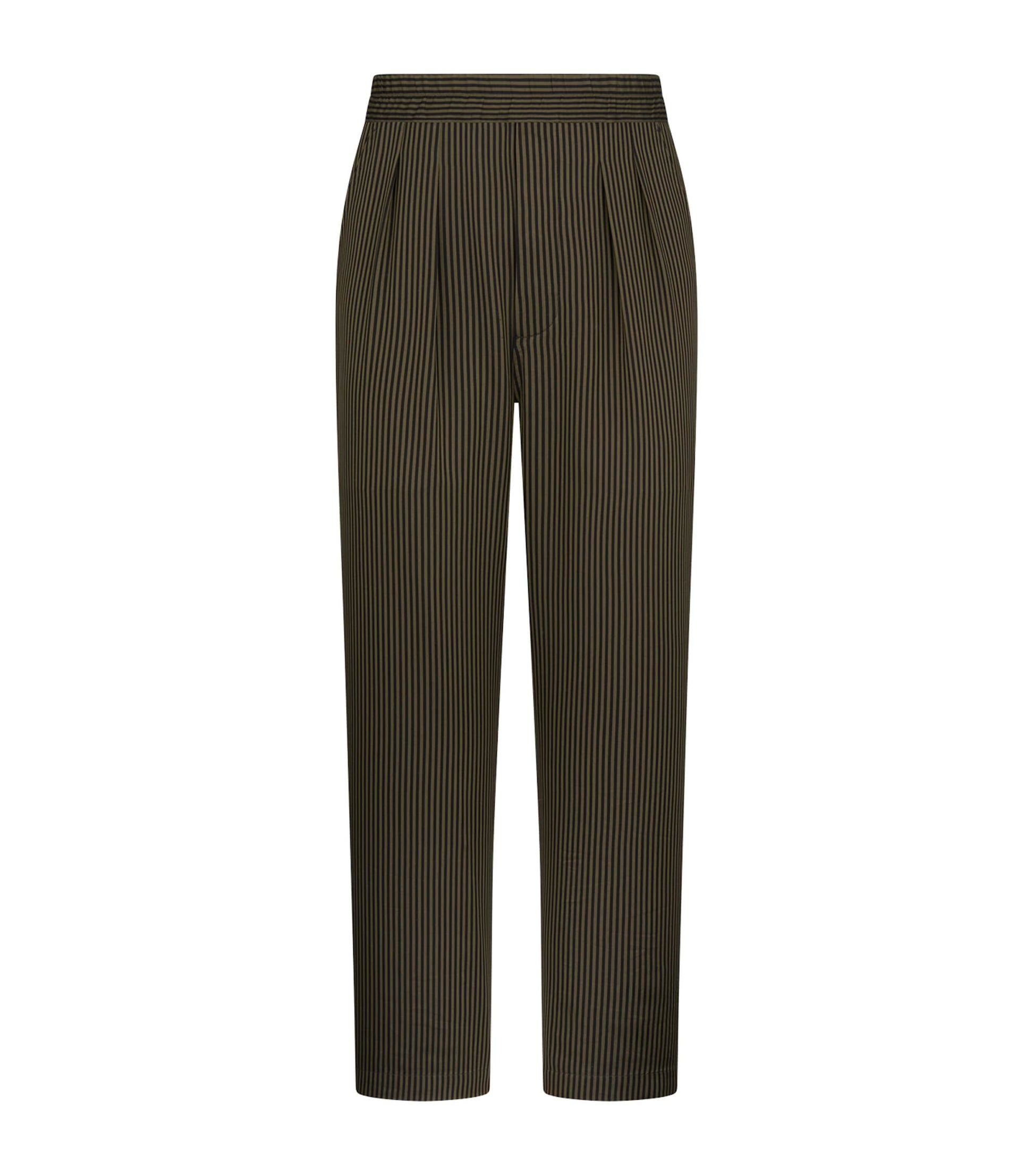 Cotton-Silk Stripe Tailored Trousers
